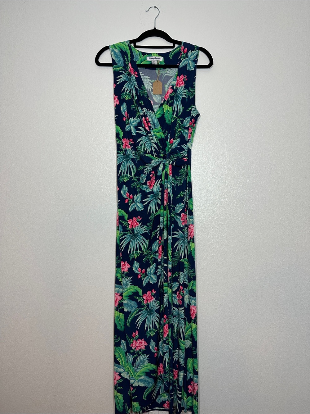 Tommy Bahama Navy Tropical Floral Wrap Maxi Dress